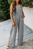 Prettyswomen Solid Color Pocketed Loose Jumpsuits