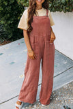 Prettyswomen Solid Color Pocketed Loose Jumpsuits