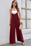 Prettyswomen Solid Color Tie Back Wide Leg Jumpsuits