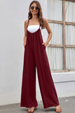 Prettyswomen Solid Color Tie Back Wide Leg Jumpsuits