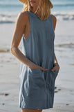 Prettyswomen Solid Front With Pockets Sleeveless Rompers