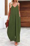 Prettyswomen Solid Pocketed Wide Leg Cami Jumpsuits