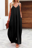 Prettyswomen Solid Pocketed Wide Leg Cami Jumpsuits