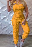 Prettyswomen Solid Sleeveless Belted Cargo Jumpsuits