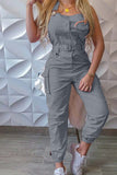 Prettyswomen Solid Sleeveless Belted Cargo Jumpsuits