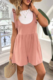 Prettyswomen Solid Color Shoulder Bow Pocket Rompers