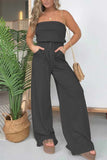 Prettyswomen Stripe Strapless Drawstring Jumpsuits