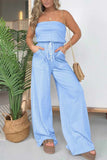 Prettyswomen Stripe Strapless Drawstring Jumpsuits