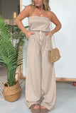 Prettyswomen Stripe Strapless Drawstring Jumpsuits