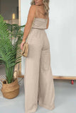 Prettyswomen Stripe Strapless Drawstring Jumpsuits