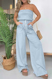 Prettyswomen Stripe Strapless Drawstring Jumpsuits