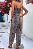 Prettyswomen Striped Print Strappy Wide-leg Jumpsuit