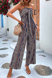 Prettyswomen Striped Print Strappy Wide-leg Jumpsuit