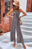 Prettyswomen Striped Print Strappy Wide-leg Jumpsuit