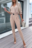 Prettyswomen V Neck Elastic High Waist Jumpsuits