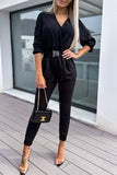 Prettyswomen V Neck Elastic High Waist Jumpsuits