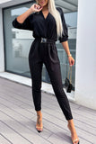 Prettyswomen V Neck Elastic High Waist Jumpsuits