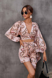 Prettyswomen V Neck Printed Cut-Out Rompers