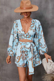 Prettyswomen V Neck Printed Cut-Out Rompers