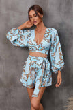 Prettyswomen V Neck Printed Cut-Out Rompers