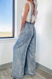 Prettyswomen Vintage Raw Edge Wash Denim Jumpsuits