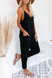 Prettyswomen Waffle V Neck Spaghetti Straps Jumpsuits