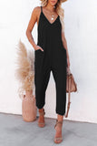 Prettyswomen Waffle V Neck Spaghetti Straps Jumpsuits