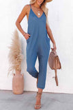 Prettyswomen Waffle V Neck Spaghetti Straps Jumpsuits