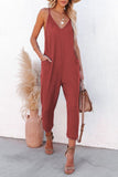 Prettyswomen Waffle V Neck Spaghetti Straps Jumpsuits