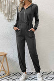 Prettyswomen Zipper-Front High Waist Hoodie Jumpsuits