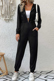 Prettyswomen Zipper-Front High Waist Hoodie Jumpsuits