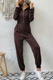 Prettyswomen Zipper-Front High Waist Hoodie Jumpsuits