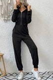 Prettyswomen Zipper-Front High Waist Hoodie Jumpsuits