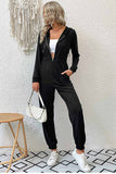 Prettyswomen Zipper-Front High Waist Hoodie Jumpsuits