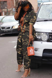 Prettyswomen Zipper Waisted Camouflage Jumpsuits