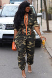 Prettyswomen Zipper Waisted Camouflage Jumpsuits