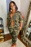 Prettyswomen Zipper Waisted Camouflage Jumpsuits