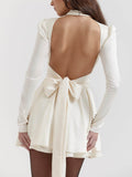 Prettyswomen Ivory Bow Mini Dress