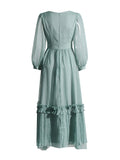 Prettyswomen Ruffled Silk Stardust Maxi Dress