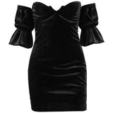 Prettyswomen Waist Suede Flared Sleeve Wrap Chest Hepburn Dress