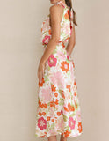 Prettyswomen Floral Halter Neck Elastic Waist Maxi Dress