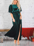 Prettyswomen Velvet High Slit Maxi Dress