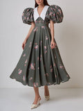 Prettyswomen Elegant Floral Midi Dress