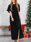 Prettyswomen Velvet High Slit Maxi Dress