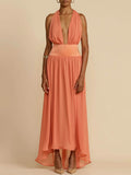 Prettyswomen Tulle Halter Neck Backless Maxi Dress