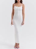 Prettyswomen White Knit Maxi Dress