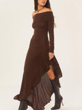 Prettyswomen Bateau Neck Long Sleeve Maxi Dress