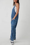 Prettyswomen Pocket V Neck Suspender Denim Jumpsuit