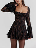 Prettyswomen Black Lace Corset Dress