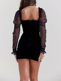 Prettyswomen Black Velvet Mini Dress